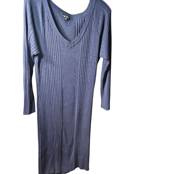 Ribbed Knit Navy Long Sweater Dress White Mark Womens 1XL - Picture 1 of 3